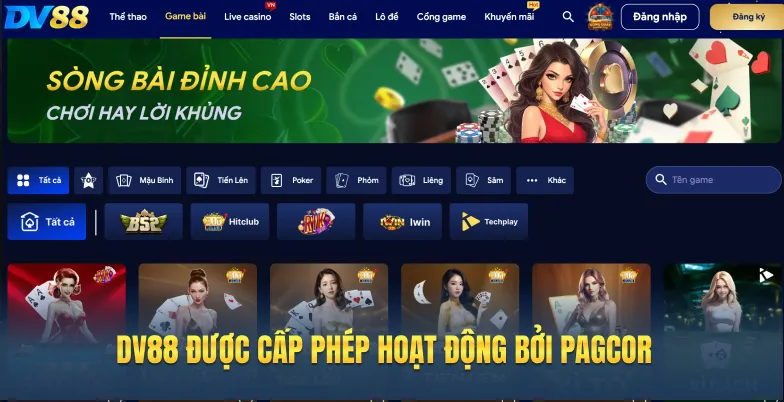 DV88 được cấp phép hoạt động bởi PAGCOR